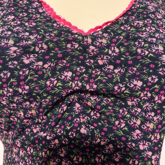 Old Navy Womens Y2K Top Size M Floral Mesh Dark Cottagecore Soft Girl Kawaii - Picture 3 of 8